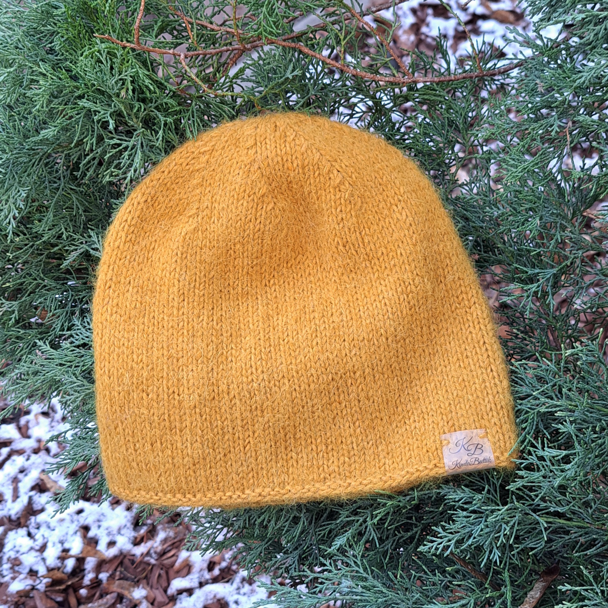 Alpaka-meriino beanie sinepikollane