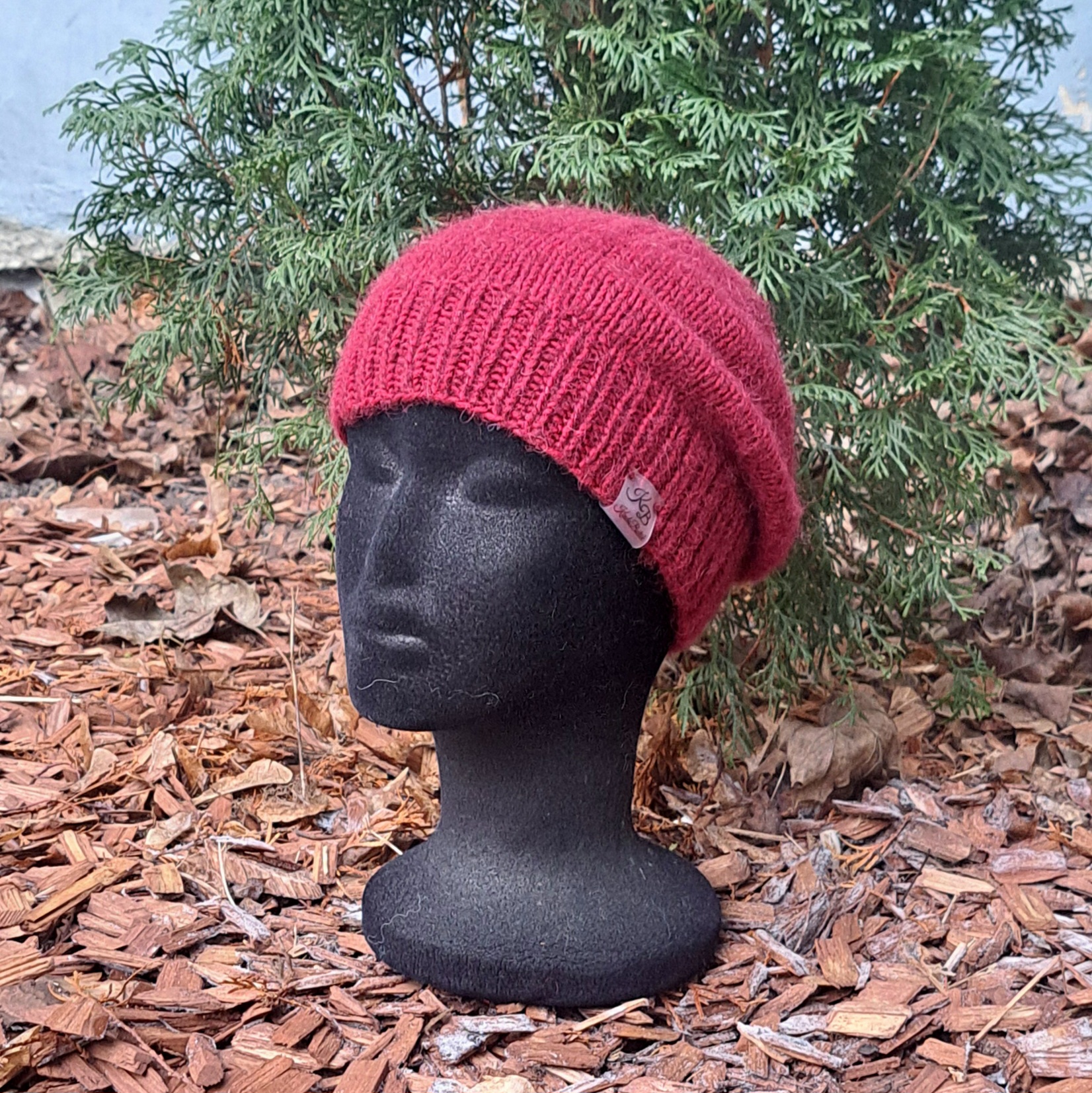 Alpaka-meriino beanie soonikuga veinipunane - Image 2